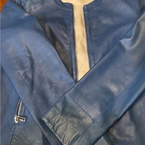 Rare Massimo Dutti Blue soft lamb short blue jacket, like new, size Large. Must!